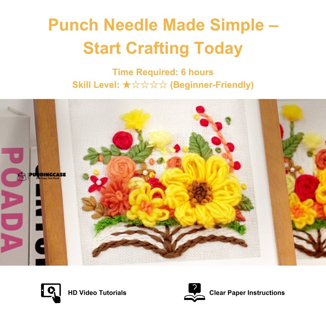 Beginner Punch Needle Embroidery Kit Blooming Bouquet - Easy DIY