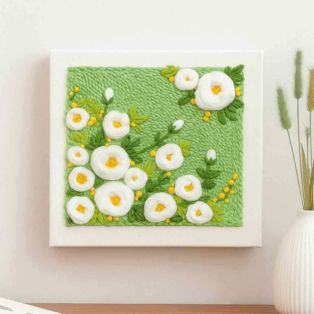 Beginner Blooming Garden Series Pink & Green Floral Punch Needle Kit - Easy Diy Gift