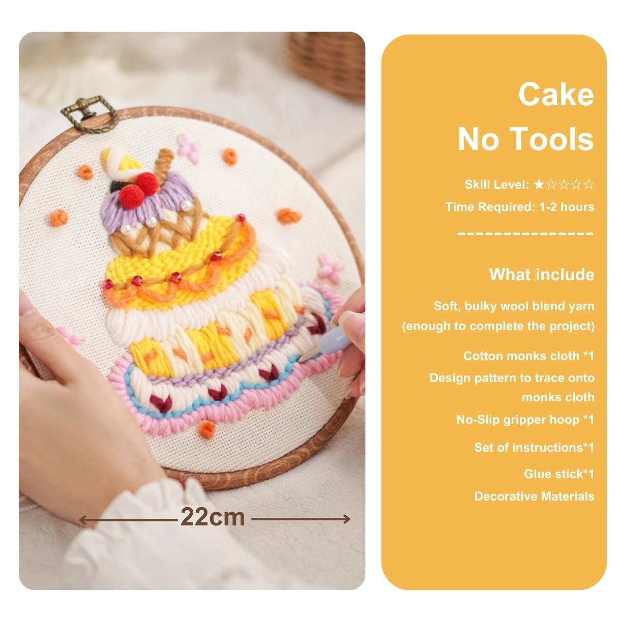 đ„Beginner Punch Needle Embroidery Kit - Easy DIY Cake