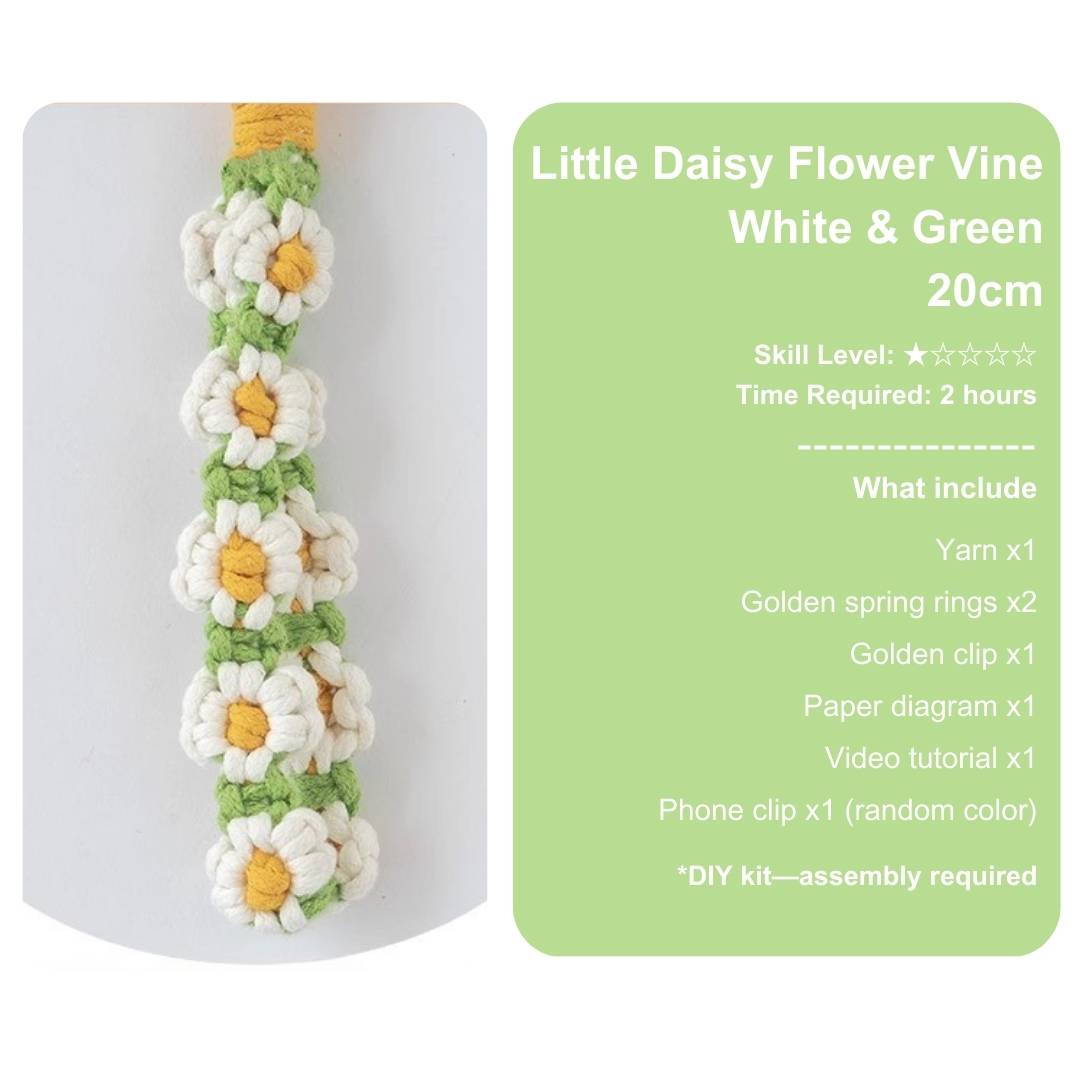 Little Daisy Flower Vine Phone Strap Keychain Easy Woven Diy Kit Beginner Weaving