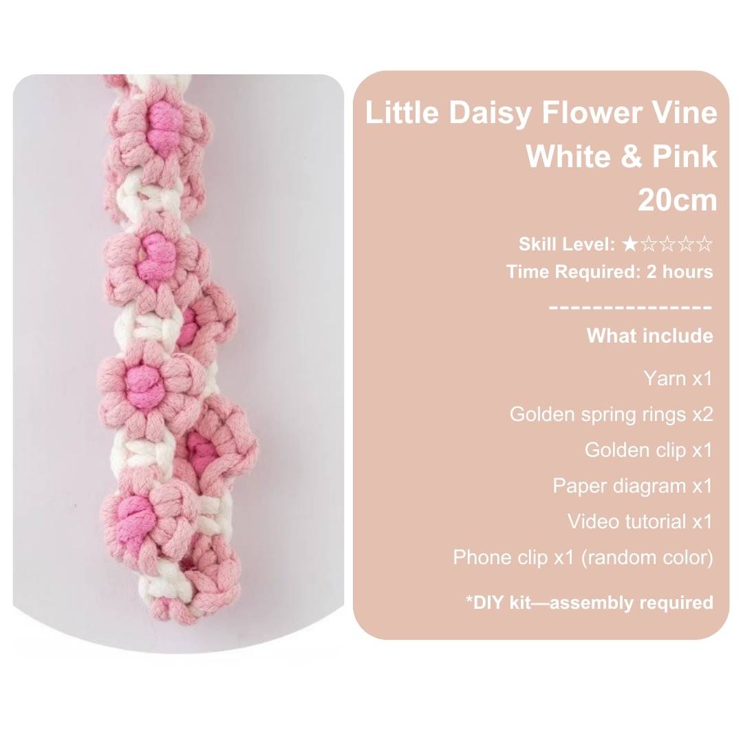 Little Daisy Flower Vine Phone Strap Keychain Easy Woven Diy Kit Beginner Weaving