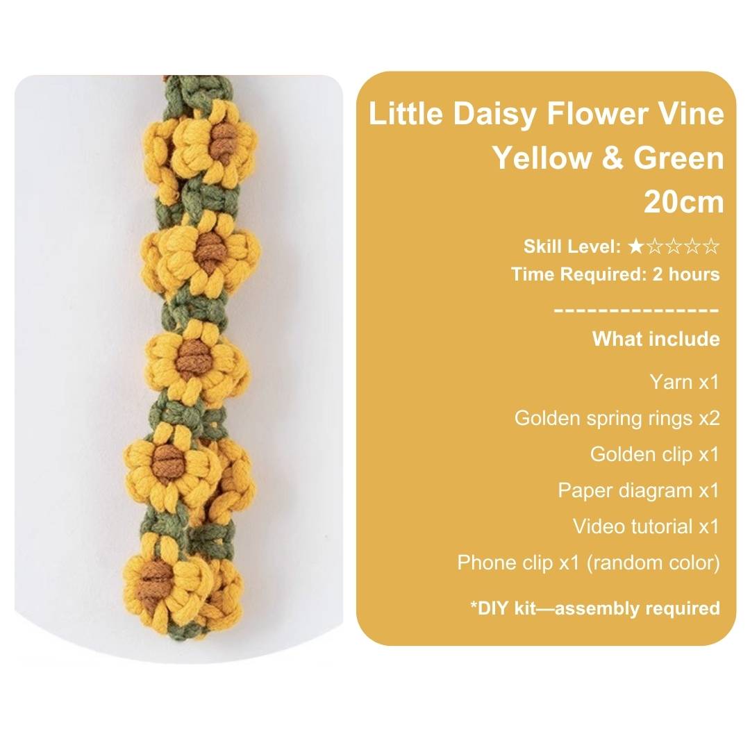 Little Daisy Flower Vine Phone Strap Keychain Easy Woven Diy Kit Beginner Weaving
