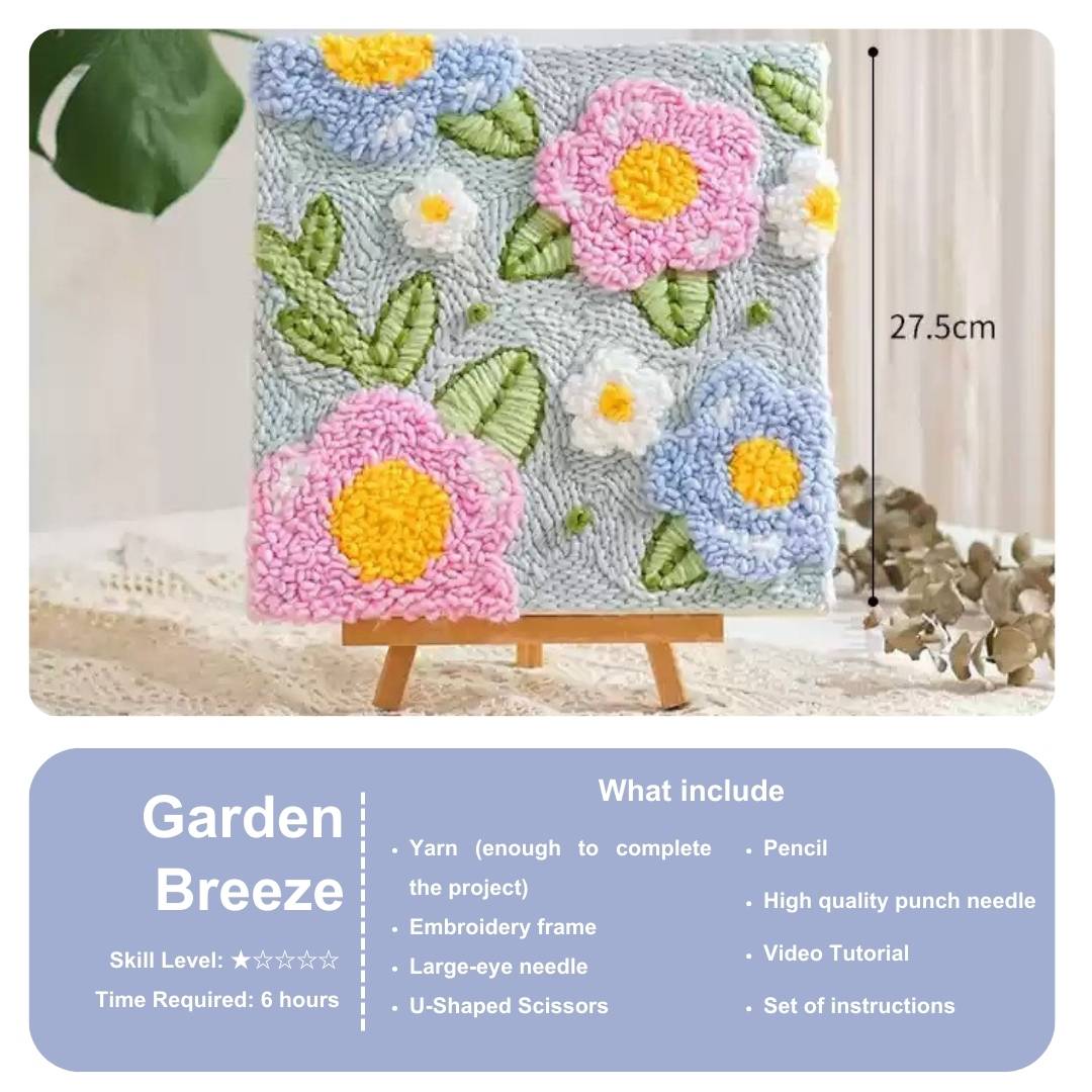 Beginner Punch Needle Embroidery Kit - Easy DIY Garden Breeze
