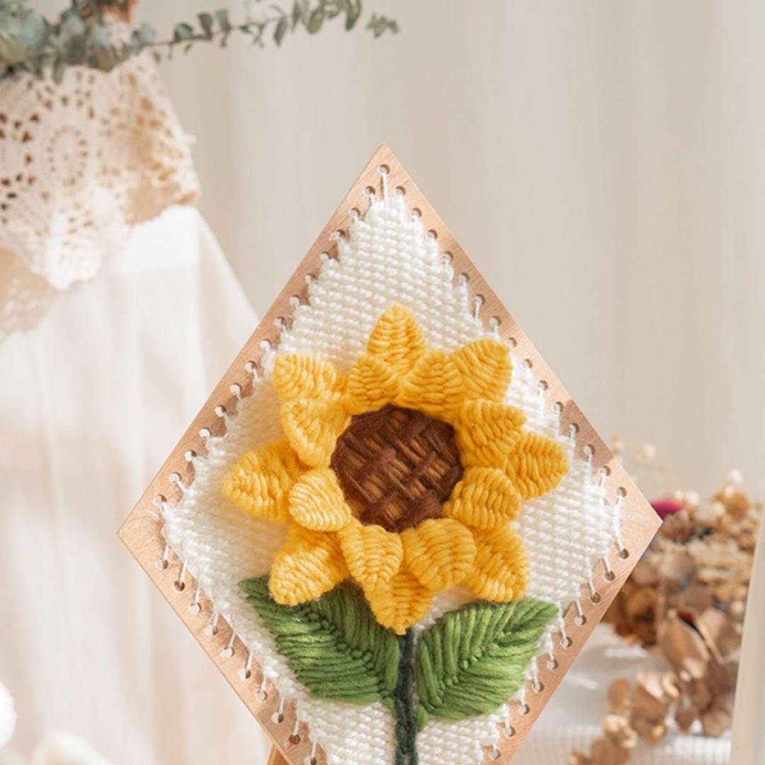 Beginner Sunflower Weaving Kit – Easy DIY Embroidery Wall Art