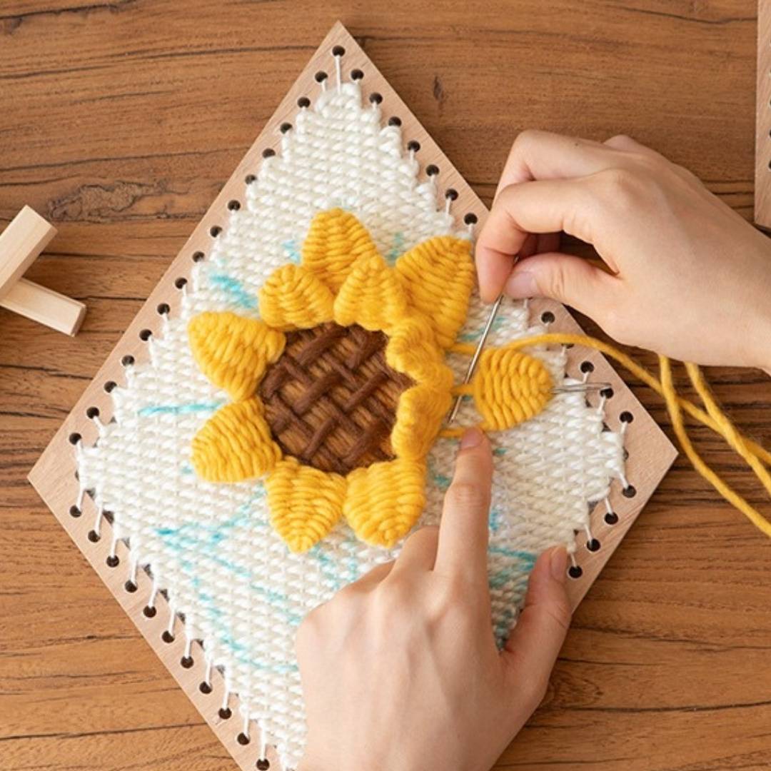 Beginner Sunflower Weaving Kit – Easy DIY Embroidery Wall Art
