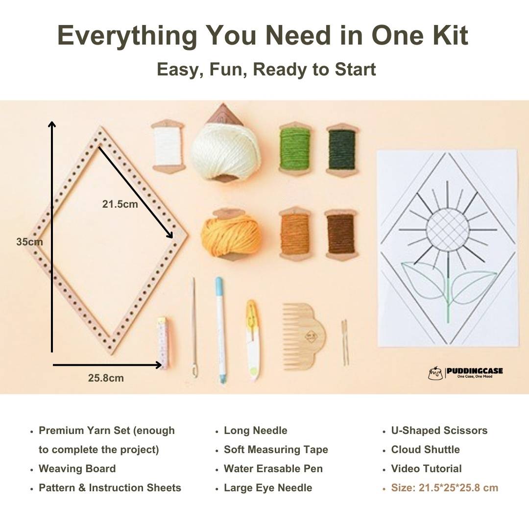 Beginner Sunflower Weaving Kit – Easy DIY Embroidery Wall Art