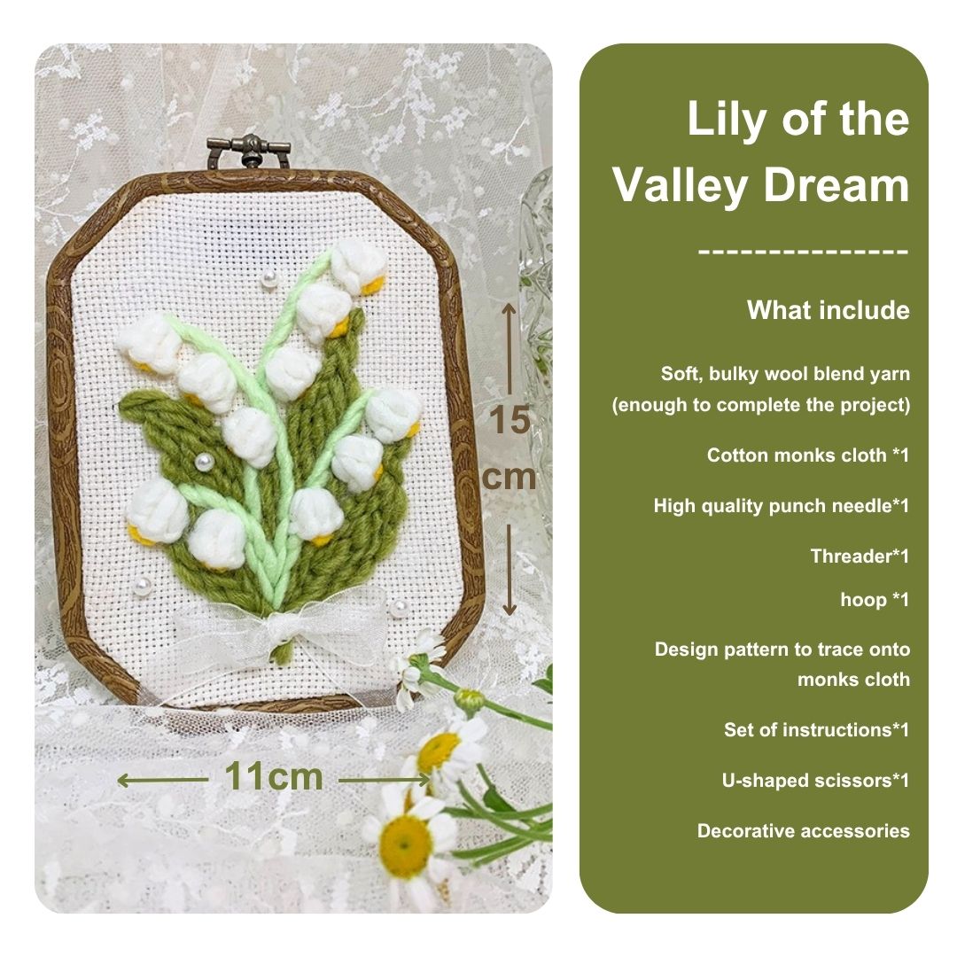 [New] Beginner Punch Needle Embroidery Kit - Easy DIY Lily of the Valley Dream