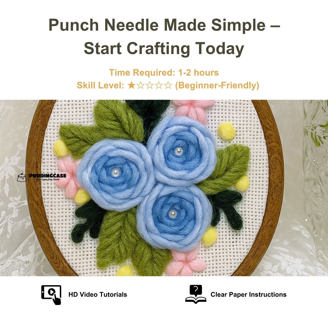 [New] Beginner Punch Needle Embroidery Kit - Easy DIY Blue Rose Reverie