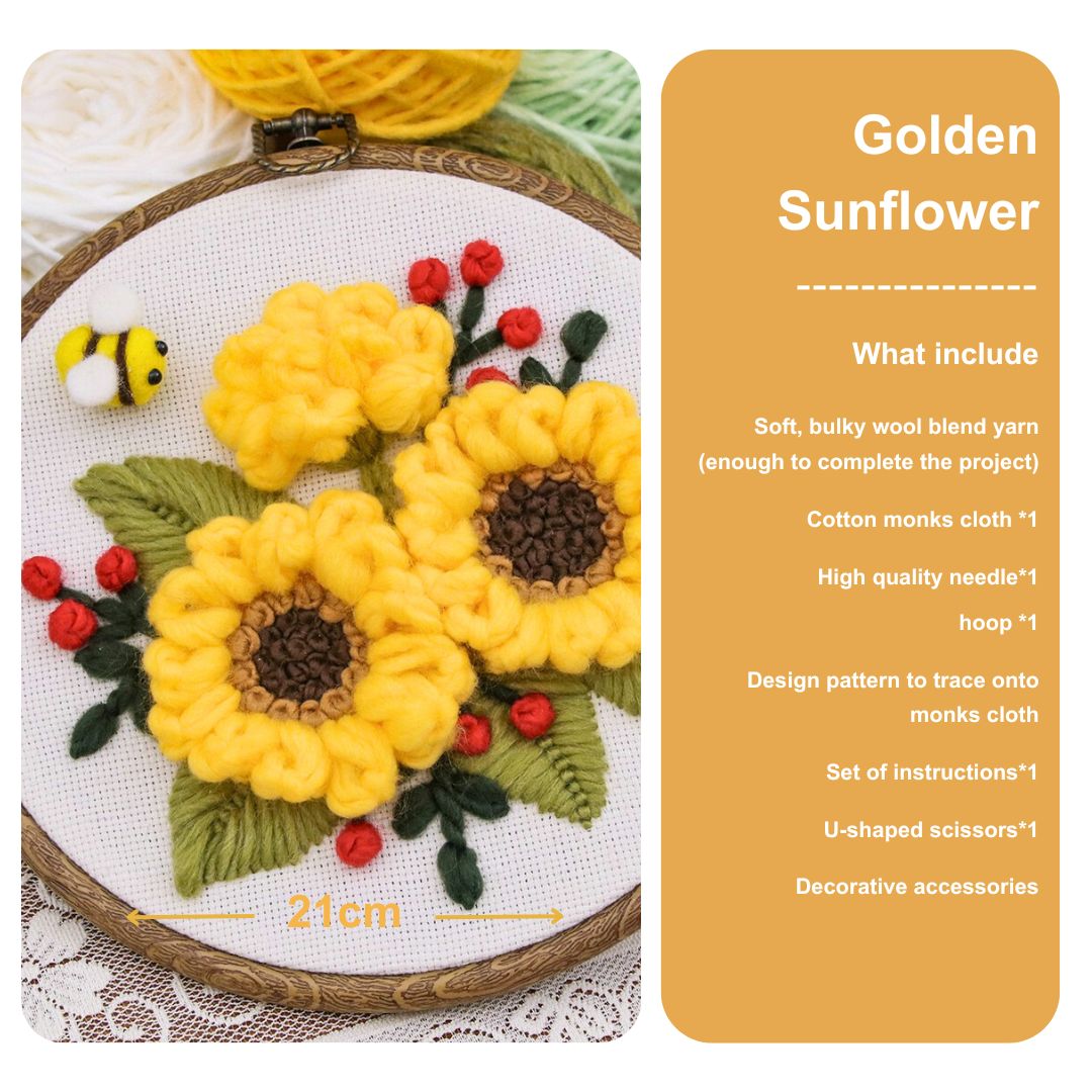 [New] Beginner Punch Needle Embroidery Kit - Easy DIY Summer Floral Collection