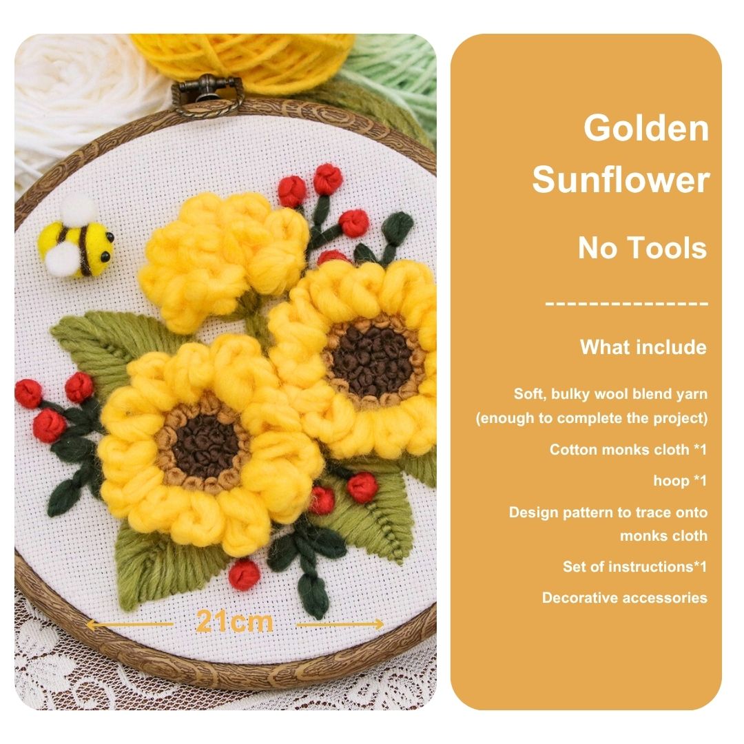 [New] Beginner Punch Needle Embroidery Kit - Easy DIY Summer Floral Collection