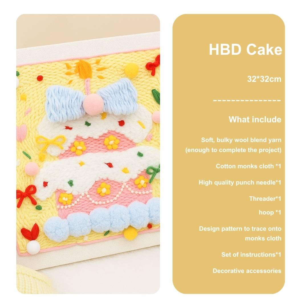 Beginner Birthday Cake Needle Punch Kit - Easy Diy Gift