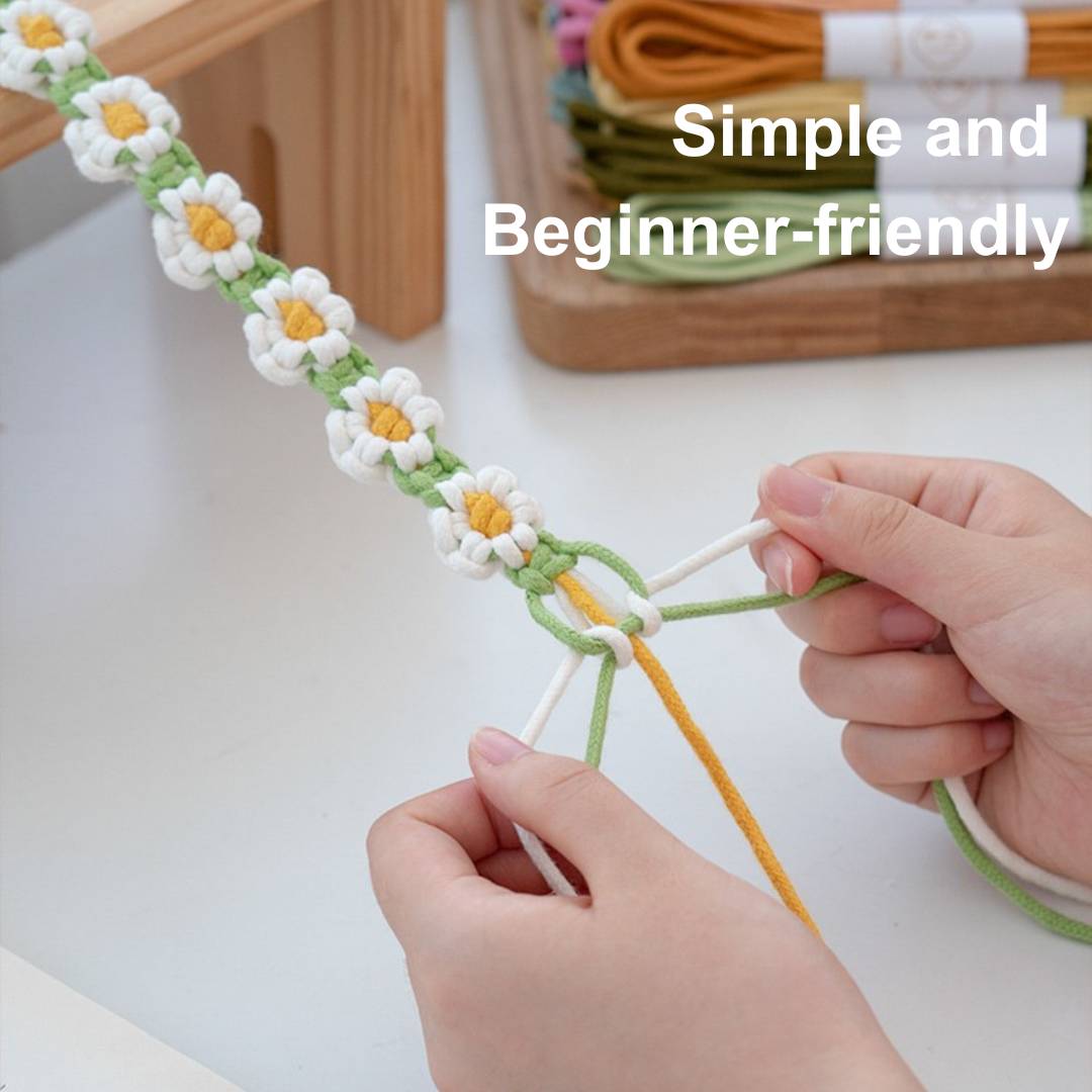 Little Daisy Flower Vine Phone Strap Keychain Easy Woven Diy Kit Beginner Weaving