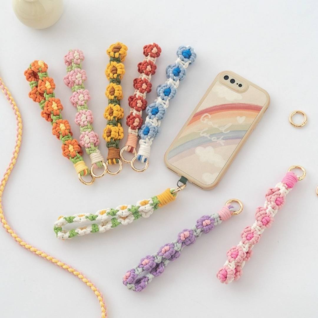 Little Daisy Flower Vine Phone Strap Keychain Easy Woven Diy Kit Beginner Weaving