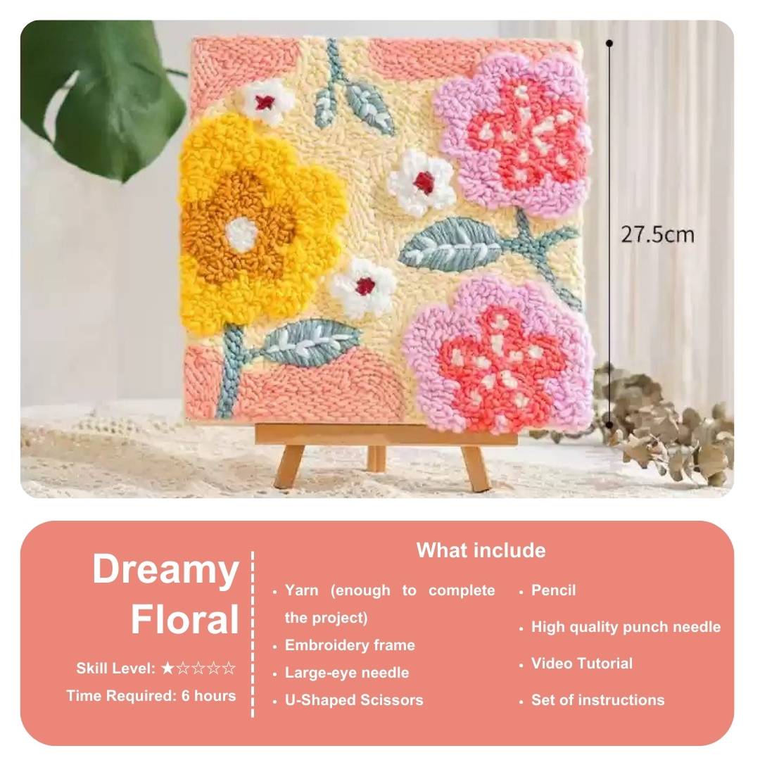 [Pre-order] Beginner Punch Needle Embroidery Kit - Easy DIY Dreamy Floral