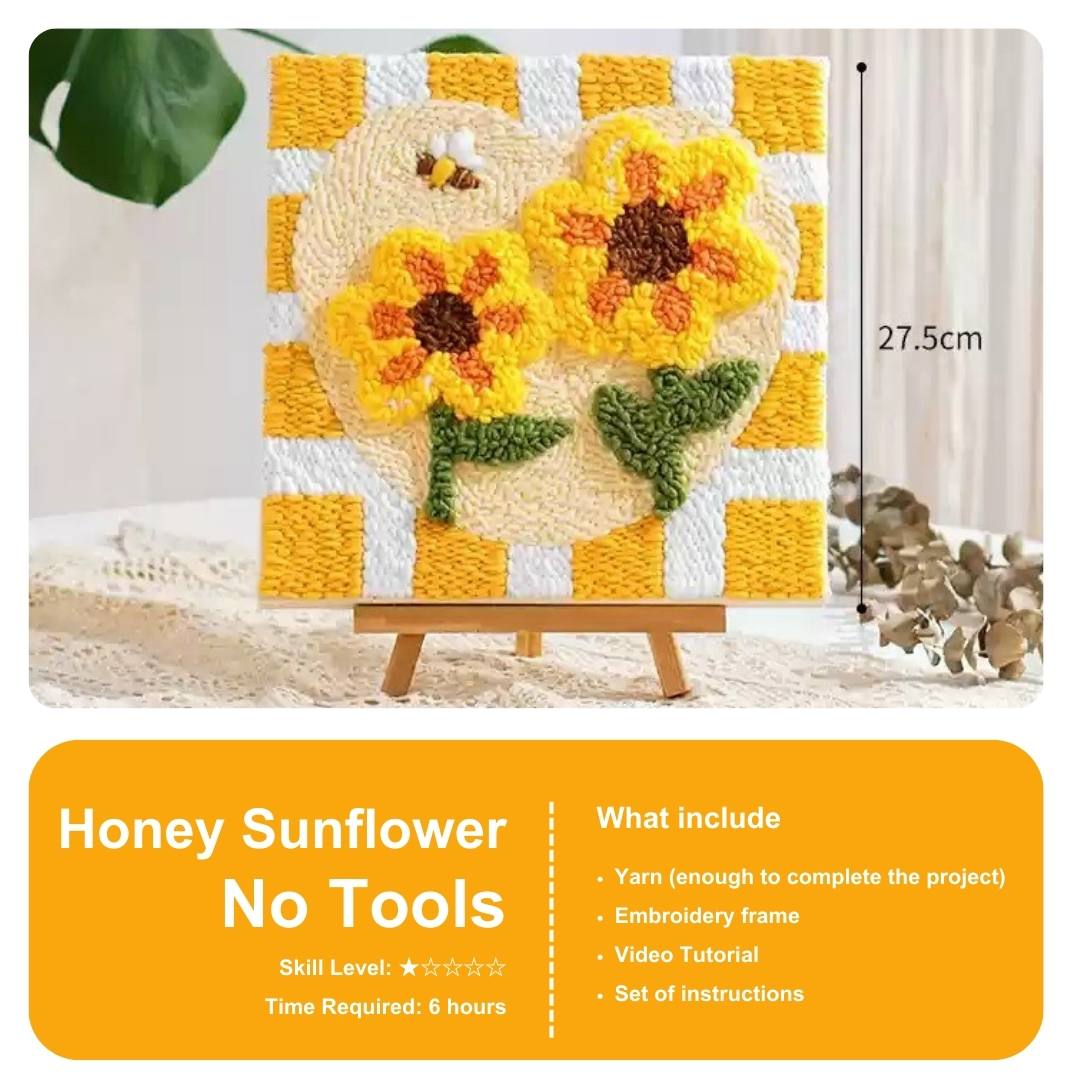 [Pre-order] Beginner Punch Needle Embroidery Kit - Easy DIY Honey Sunflower