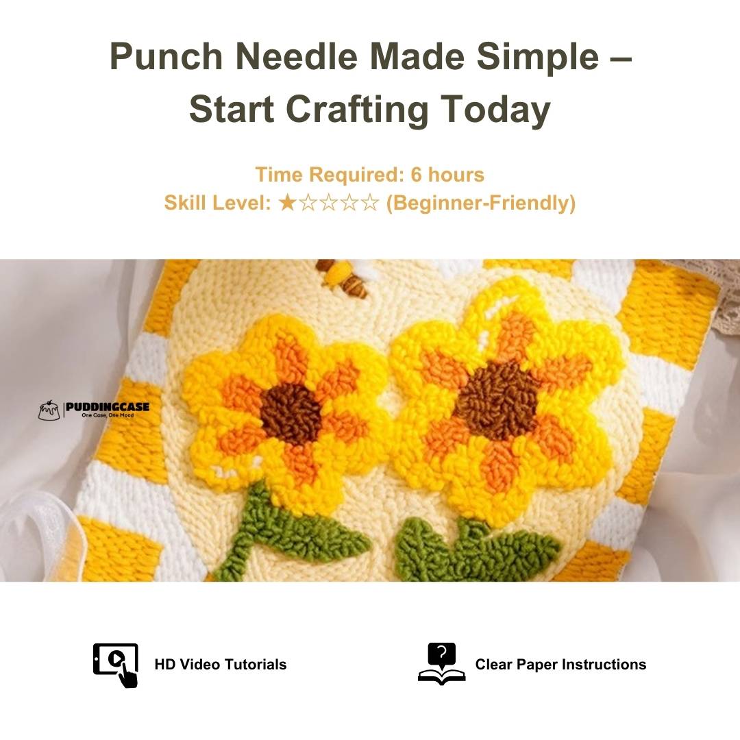 [Pre-order] Beginner Punch Needle Embroidery Kit - Easy DIY Honey Sunflower