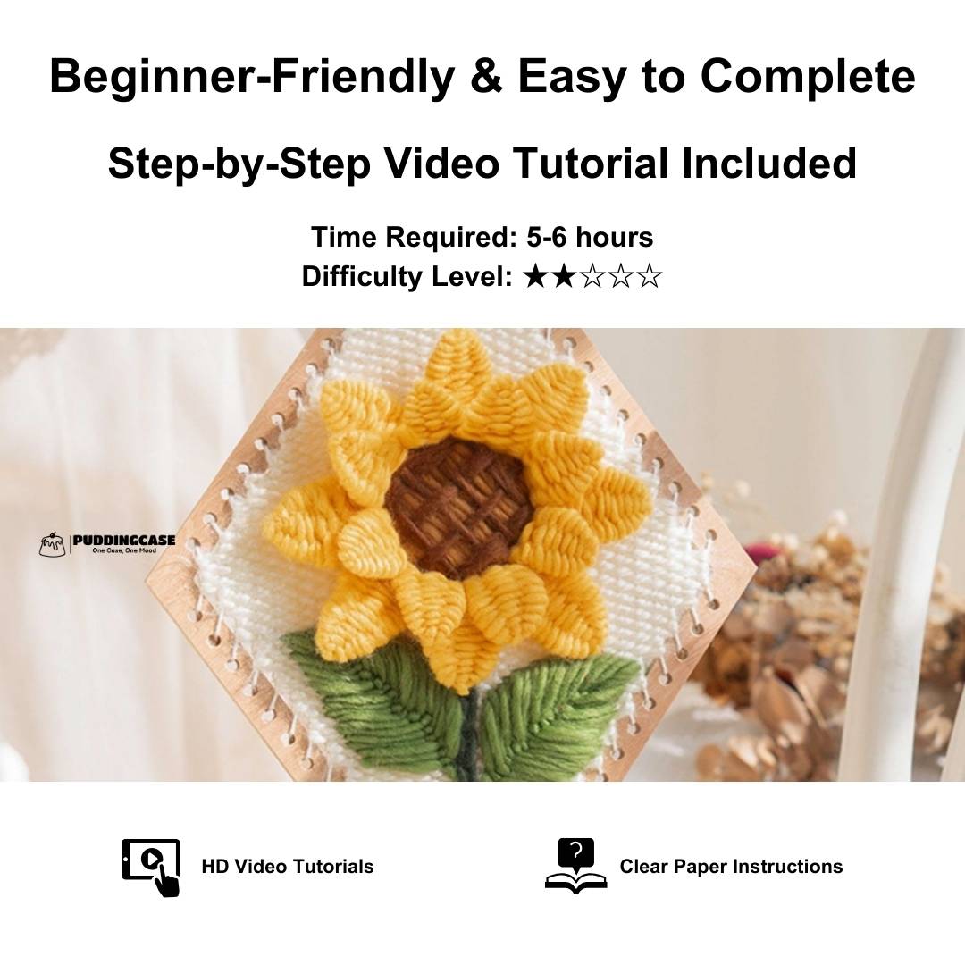 Beginner Sunflower Weaving Kit – Easy DIY Embroidery Wall Art