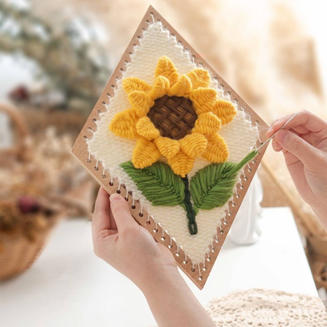 Beginner Sunflower Weaving Kit – Easy DIY Embroidery Wall Art