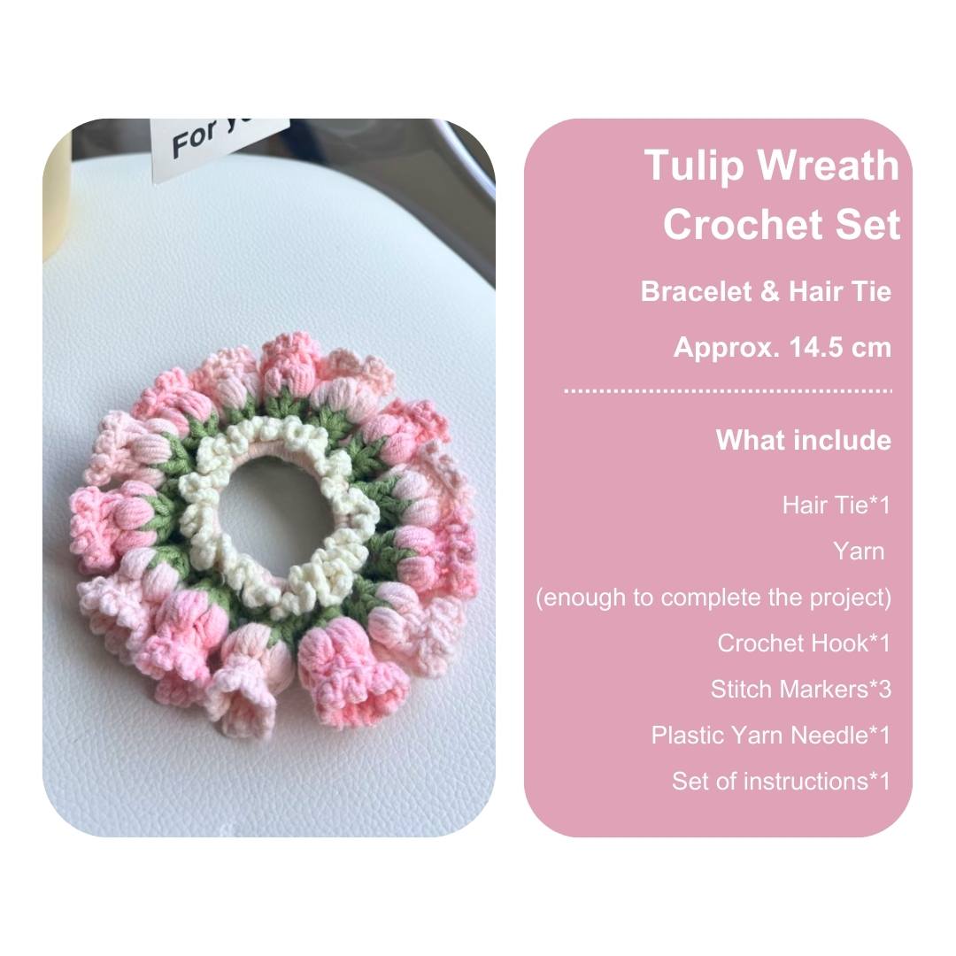 Tulip Wreath Crochet Set Easy DIY for Beginner Woven
